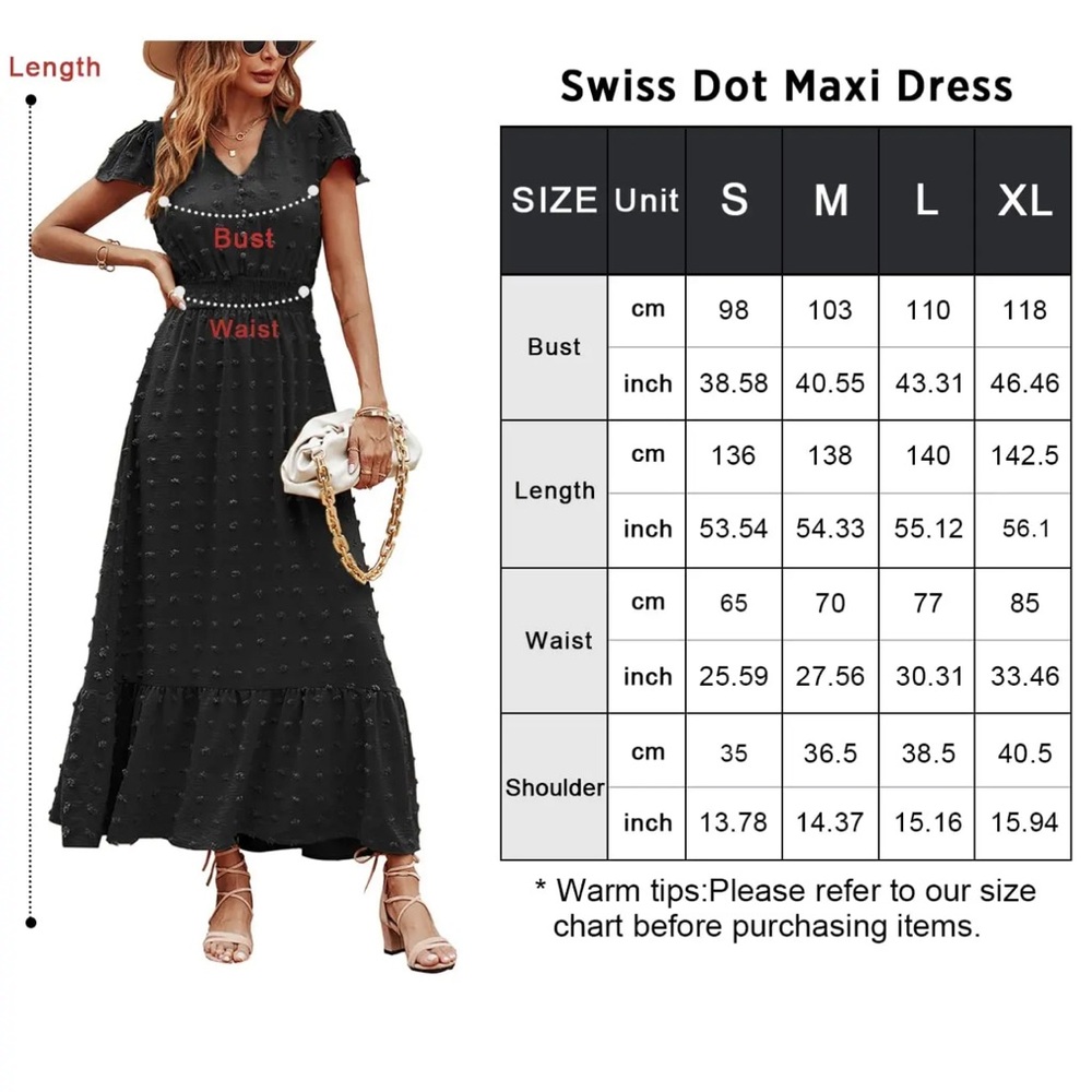 PrettyGarden Swiss Dot Black Maxi Dress - Picture 5 of 9